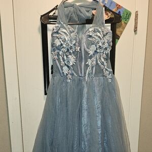 Stunning Gray Embroidered Prom Dress